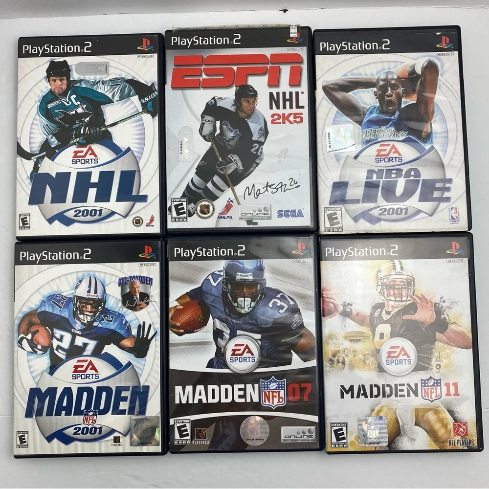 PS2 Sports Game Bundle (16) NFL Madden NCAA NBA NHL PGA NASCAR Untested